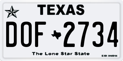 TX license plate DOF2734
