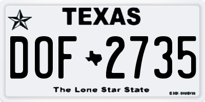 TX license plate DOF2735