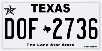 TX license plate DOF2736