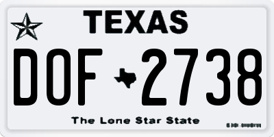 TX license plate DOF2738