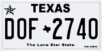 TX license plate DOF2740
