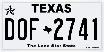TX license plate DOF2741