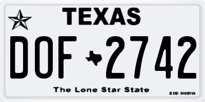 TX license plate DOF2742