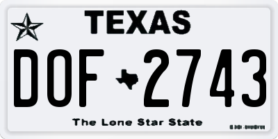 TX license plate DOF2743