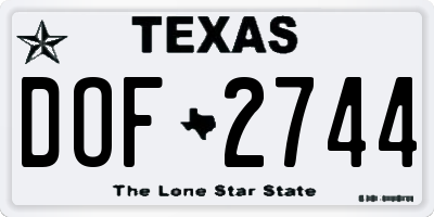 TX license plate DOF2744