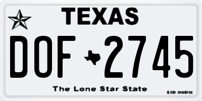 TX license plate DOF2745