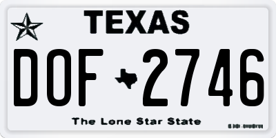TX license plate DOF2746