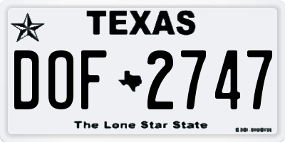 TX license plate DOF2747