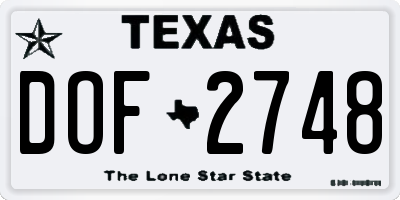 TX license plate DOF2748