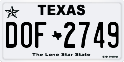 TX license plate DOF2749