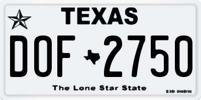 TX license plate DOF2750