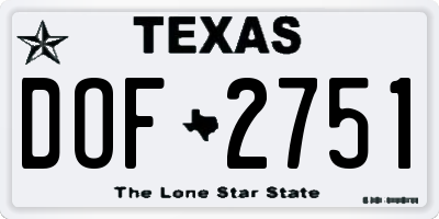 TX license plate DOF2751