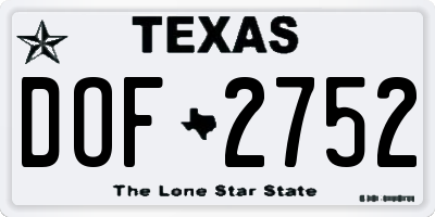 TX license plate DOF2752