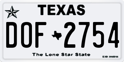 TX license plate DOF2754