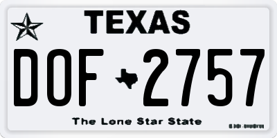 TX license plate DOF2757