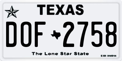 TX license plate DOF2758