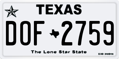 TX license plate DOF2759