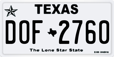 TX license plate DOF2760