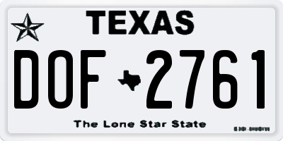 TX license plate DOF2761