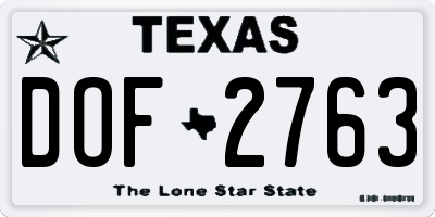 TX license plate DOF2763