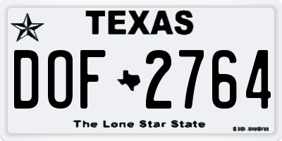 TX license plate DOF2764