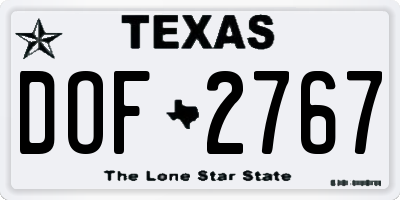 TX license plate DOF2767
