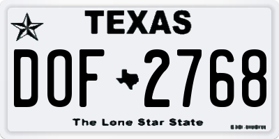 TX license plate DOF2768