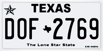 TX license plate DOF2769