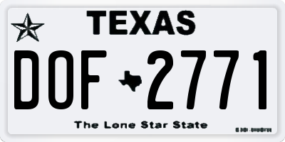 TX license plate DOF2771