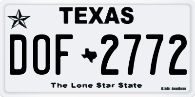 TX license plate DOF2772
