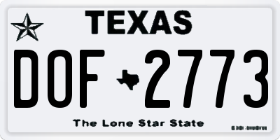 TX license plate DOF2773