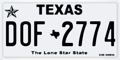 TX license plate DOF2774