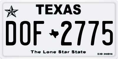 TX license plate DOF2775