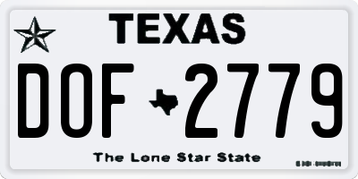 TX license plate DOF2779