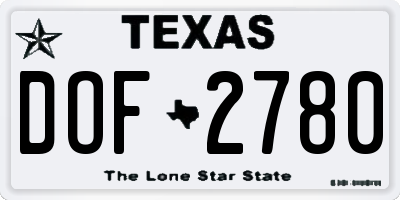TX license plate DOF2780