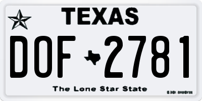 TX license plate DOF2781