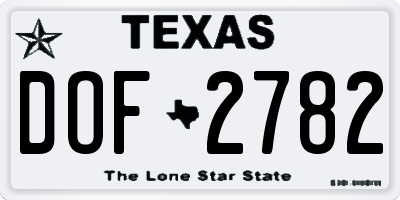 TX license plate DOF2782