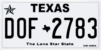 TX license plate DOF2783