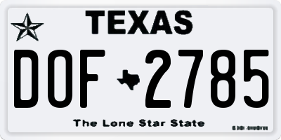 TX license plate DOF2785