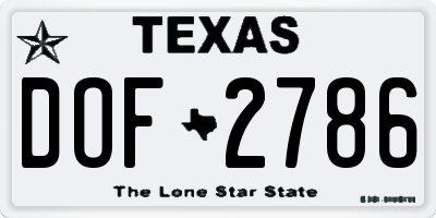 TX license plate DOF2786