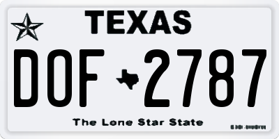 TX license plate DOF2787