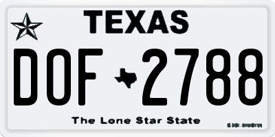 TX license plate DOF2788