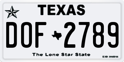 TX license plate DOF2789