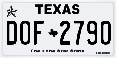 TX license plate DOF2790