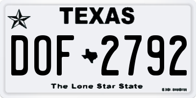 TX license plate DOF2792