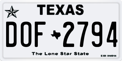 TX license plate DOF2794