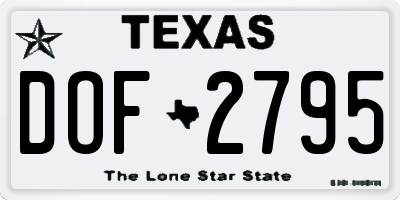 TX license plate DOF2795