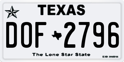 TX license plate DOF2796
