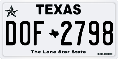 TX license plate DOF2798