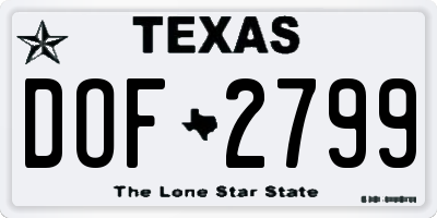 TX license plate DOF2799